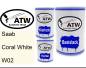 Preview: Saab, Coral White, W02: 500ml Lackdose + 500ml Klarlack + 250ml Härter - Set, von ATW Autoteile West.